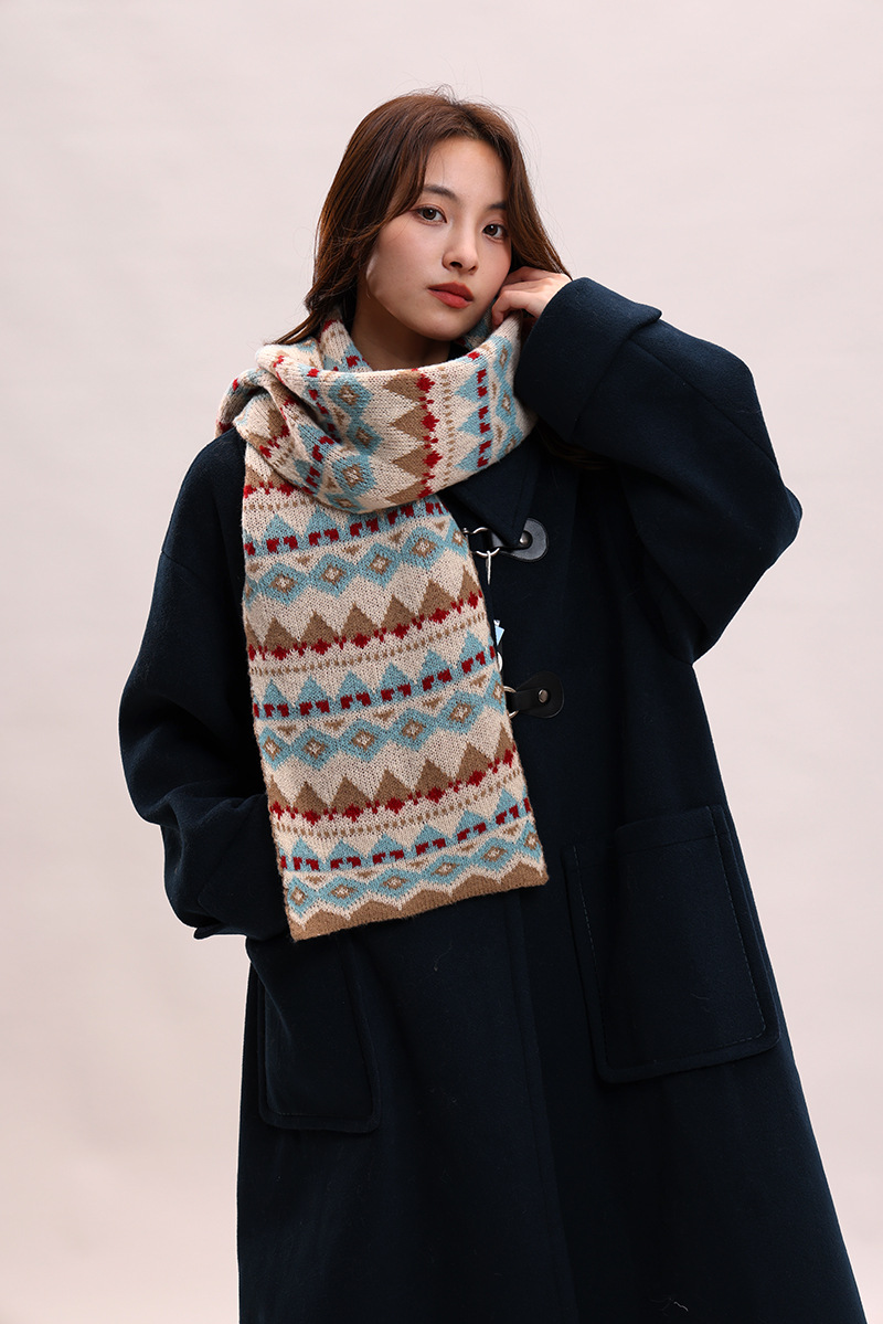 Jacquard Herbst Winter, koreanische Version und Hut, zweiteiliges Set, Schal für Frauen, vielseitig, Studentin, Paar, warmer Schal_voghion.com