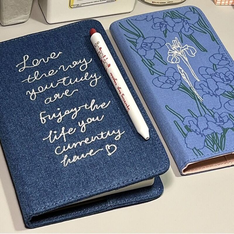 Xiaohongshuと同じデニム刺繍ハンドブックノート学生インスタイルニッチデザインスケジュールメモ帳|undefined
