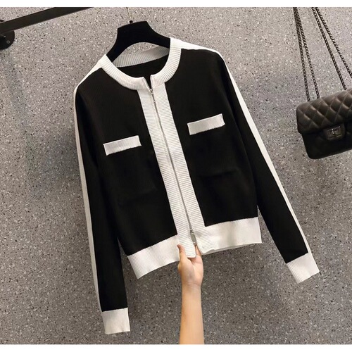 Plus-size women's autumn fashion, slimming tunic top for women, outerwear long-sleeve open knit sweater