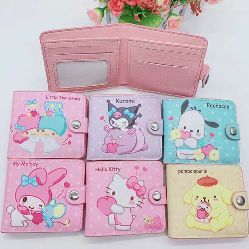 Cute Cartoon Sanrio PU Wallet Foldable Button Leather Wallet Kurumi Pachacotchi Dog Children's Super Cute Money Bag 