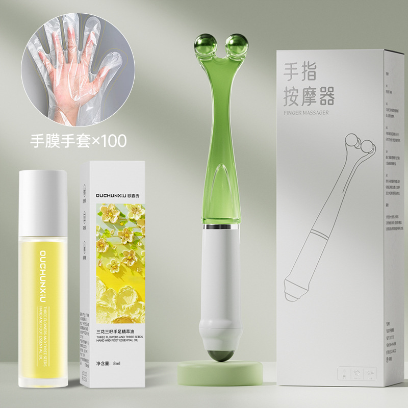 masajeador de rueda de dedo 4 abrazadera de perlas magnéticas masajeador de articulaciones de dedo tigre boca mano de cáñamo blanqueamiento mano delgada 5 perlas masajeador varilla