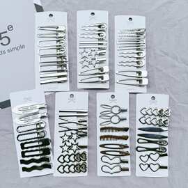 金属边夹冷淡风日系简约少女甜酷日常百搭金属波浪水滴夹发夹套装