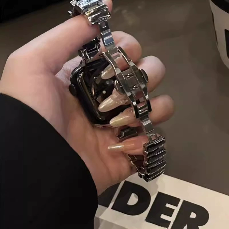 Подходит для Apple Watch металлический ремешок с нестандартной бабочковидной застежкой S78910, простой ремешок для Apple iWatch