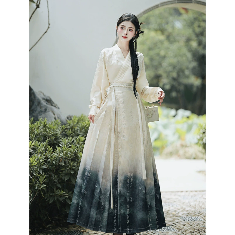 Sansui, Hanfu, with embroidery, with short sleeve, gradient, 40