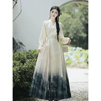 Sansui, Hanfu, with embroidery, with short sleeve, gradient, 40