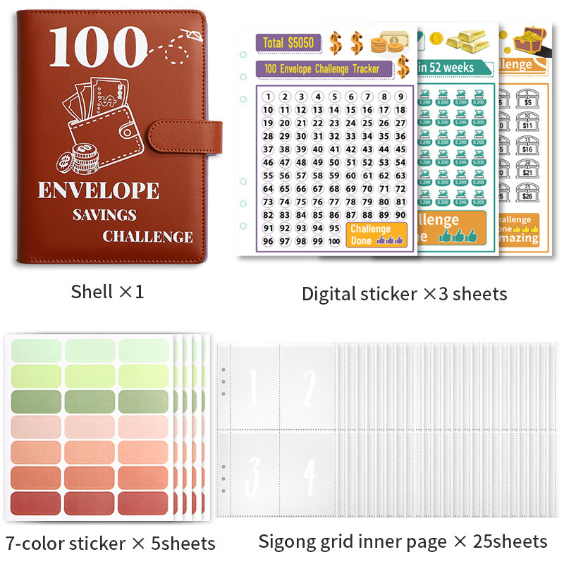 100 days couple challenge saving money saving book loose-leaf folder A5 Notebook notepad Journal book Saving Money Book