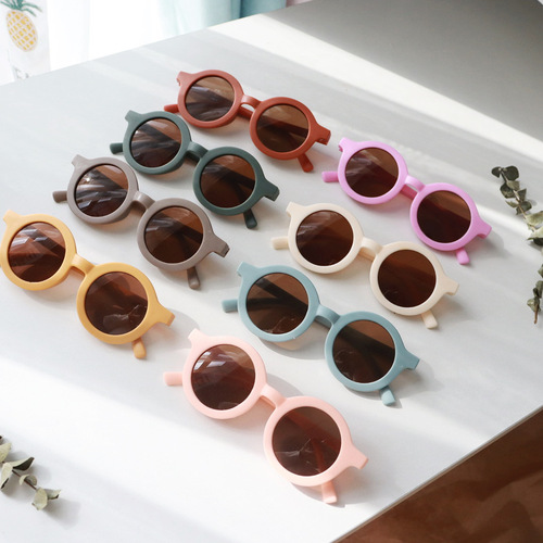 ins Korean version of children's sunglasses for going out, cute candy-colored round-frame sunglasses, male and female baby sunglasses