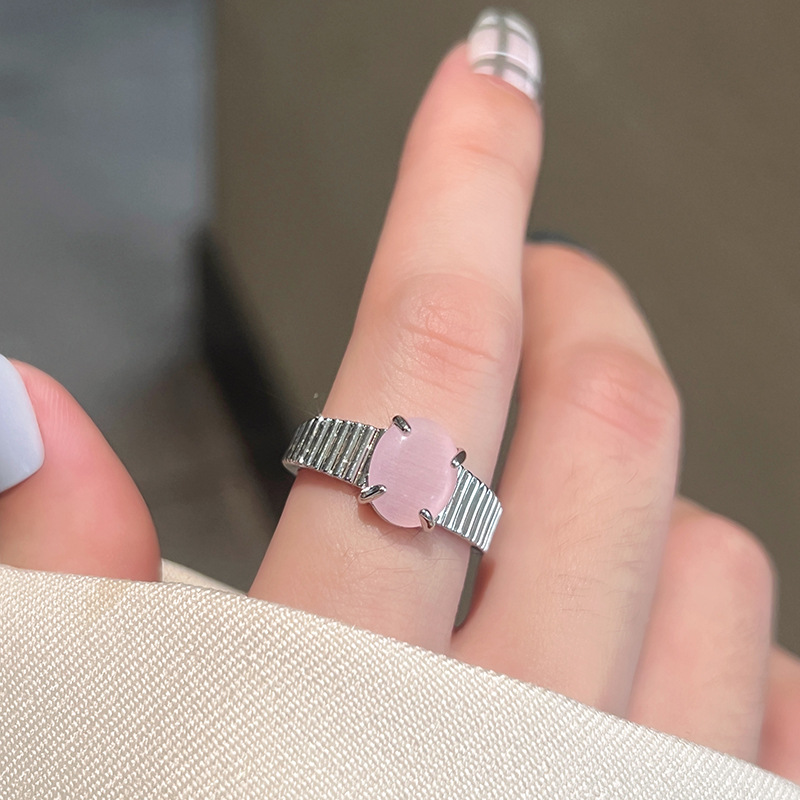 Lady Geometric Silver Plated Plating Opal Rings