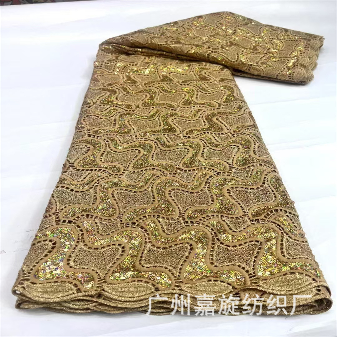 Inventario de agua bordada sequinilla tela de encaje vestido africano moda cheongsam tela de encaje encaje africano image 8