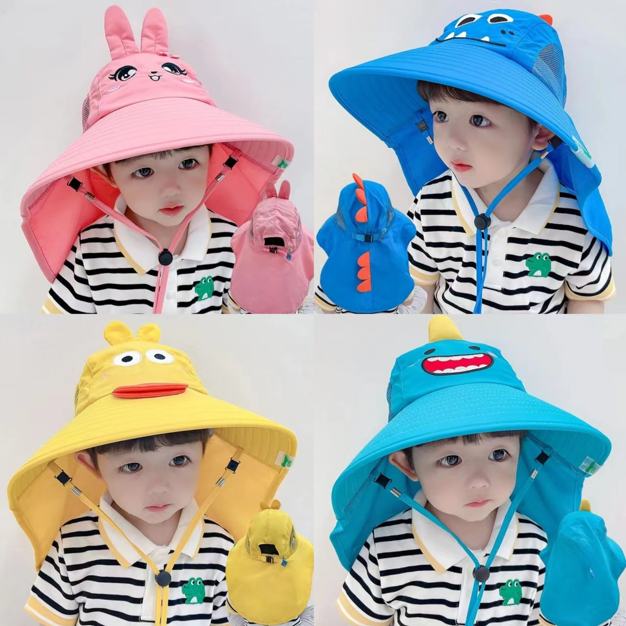 Cappello da sole per bambini, ragazzi e ragazze, protezione UV, cappello da sole estivo, cappello da sole a tesa larga, cappello da pescatore sottile e traspirante_voghion.com