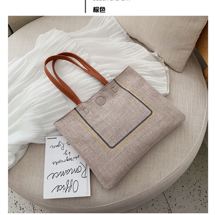 百搭大容量帆布包洋气夏季托特包 购物单肩包手提时尚手提包印