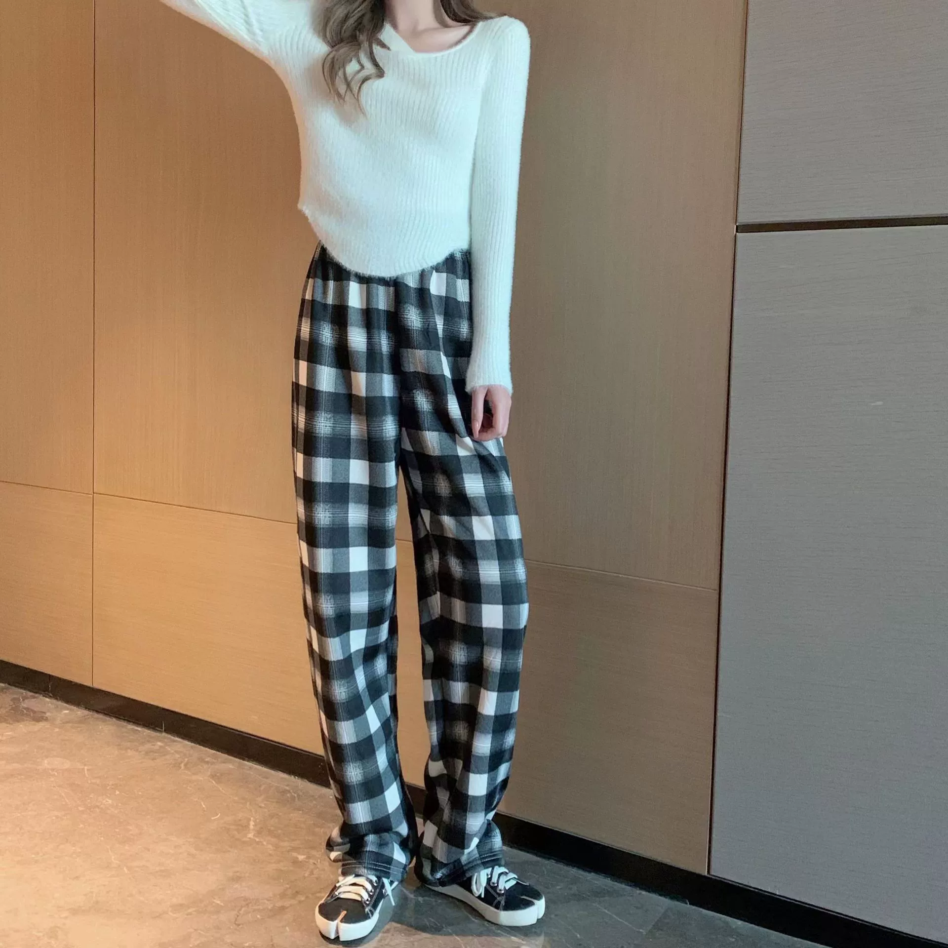  Velvet keep warm trousers, high waist