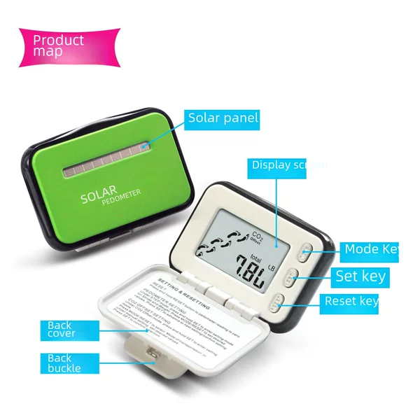 Factory wholesale solar built-in battery dual electric energy distance calorie detection solar pedometer