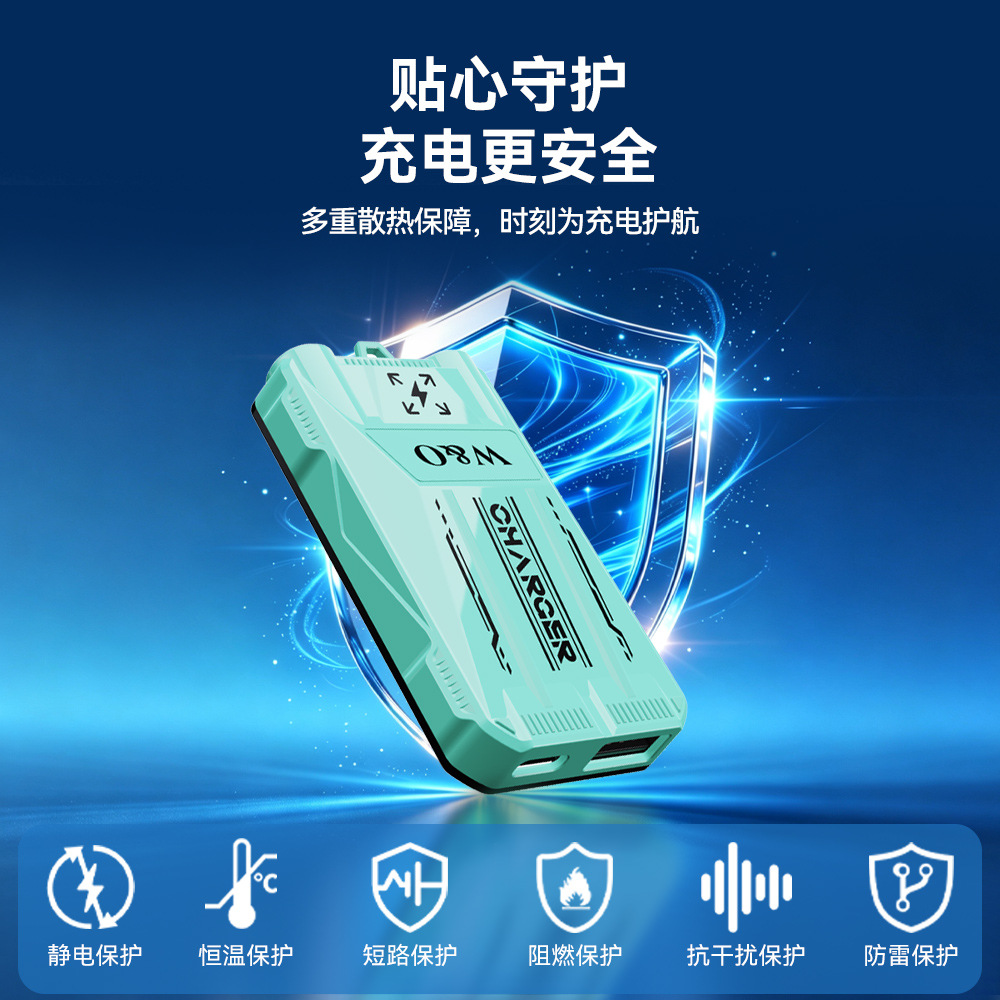 Cargador de teléfonos móviles transfronterizos PD cabezal de carga plegable cable retráctil GaN para Apple Huawei cabezal de carga rápida de teléfonos móviles