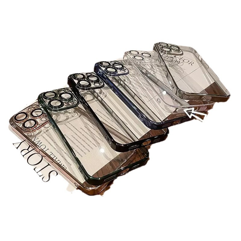 Suitable for Iphone17Pro Mobile Phone Case Hard Shell Electroplated Transparent Apple 14 Protective Case with Built-In Glass Lens Film Suitable for Iphone17Pro Mobile Phone Case Hard Shell Electroplated Transparent Apple 14 Protective Case with Built-In Glass Lens Film