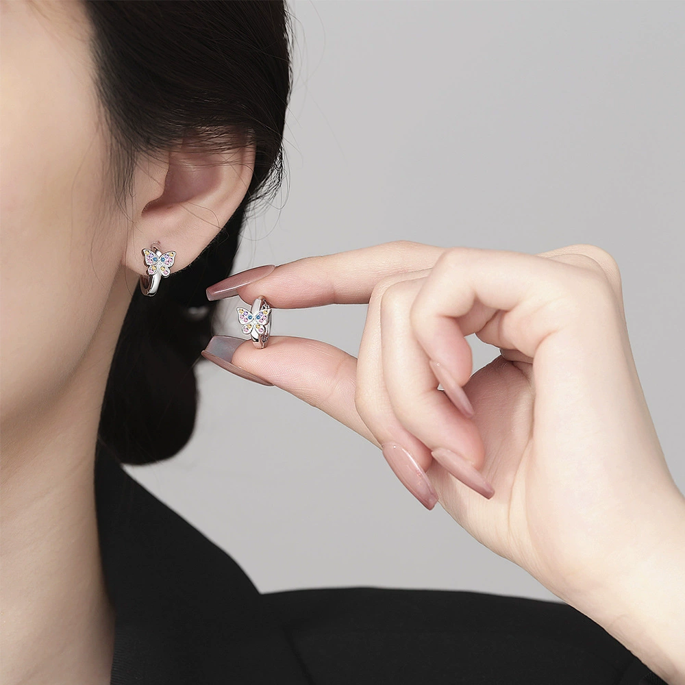 Earrings with bow, zirconium, European style