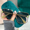 Square metal fashionable trend sunglasses flower-shaped, 2023 collection, gradient, European style