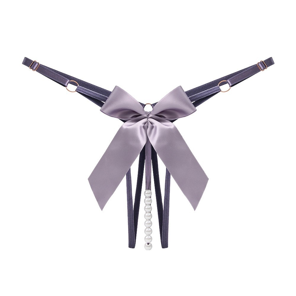 Women’s High-Waist Open-Crotch Pearl Massage Panty with Bow and Adjustable Straps — detail image 11