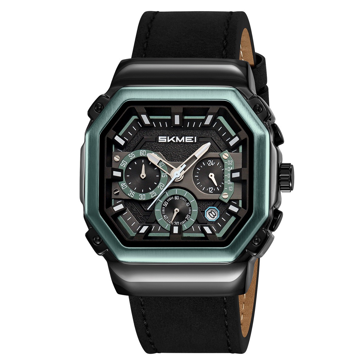 Momento de la belleza octogonal cuadrado hombre reloj de cuarzo multifuncional transfronterizo retro correa relojes de pulsera hombre fábrica al por mayor spot