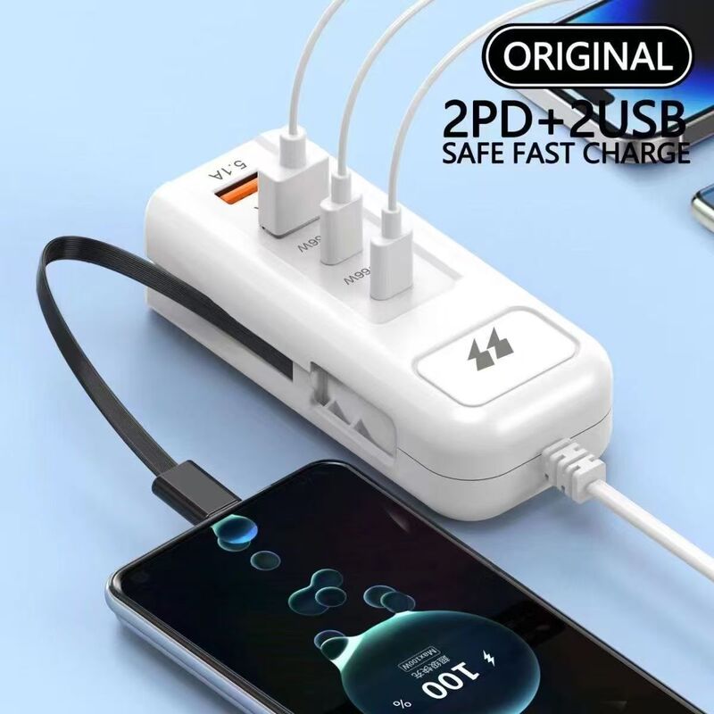 2 Plug New Style Mobile Phone Charging Dual Pd2Usb Charger Multi-Port Universal Type-C Socket Extension Cord