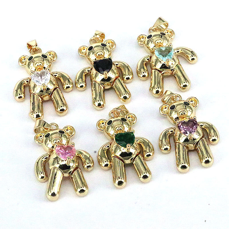 1 Piece Cute Bear Alloy Plating Inlay Pendant Jewelry Accessories display picture 2