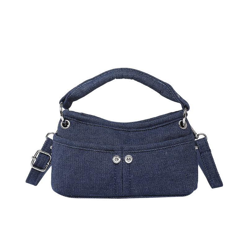 Hong Kong estilo retro bolso denim mujer verano 2026 nuevo estilo casual versátil sensación diaria de hombro mochila