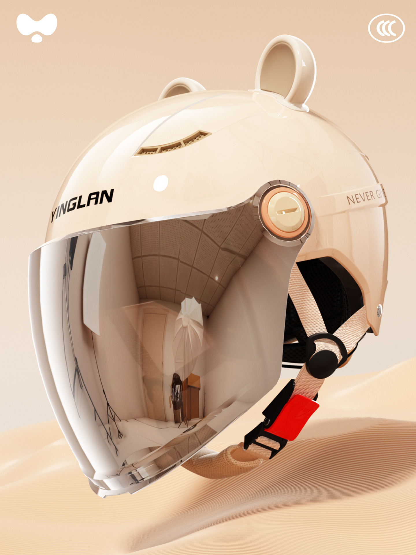 3C Certified | Universal Motosiklet kaskı (dəbilqə) - 3c-mocha-apricot-electroplated-long-visor-a-class-new-national-standard