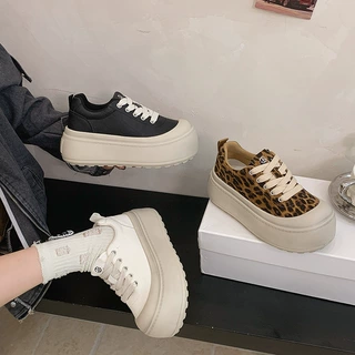 软皮版厚底内增高透气小白鞋女2026秋季新款高帮休闲运动鞋子板鞋