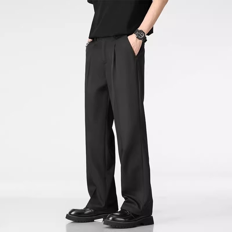 Men's Summer Thin Ice Silk Wide-Leg Straight Loose Casual Trousers with Drape Effect Suit Pants Men's Summer Thin Ice Silk Wide-Leg Straight Loose Casual Trousers with Drape Effect Suit Pants