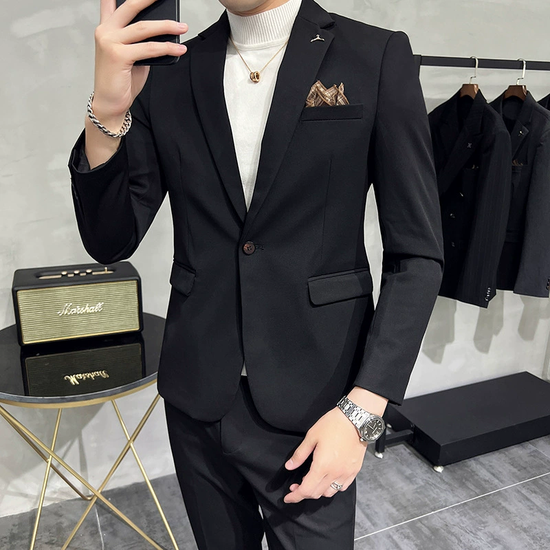 Комплект, корейский тренд классический костюм, Slim fit, британский стиль, стиль высокого качества