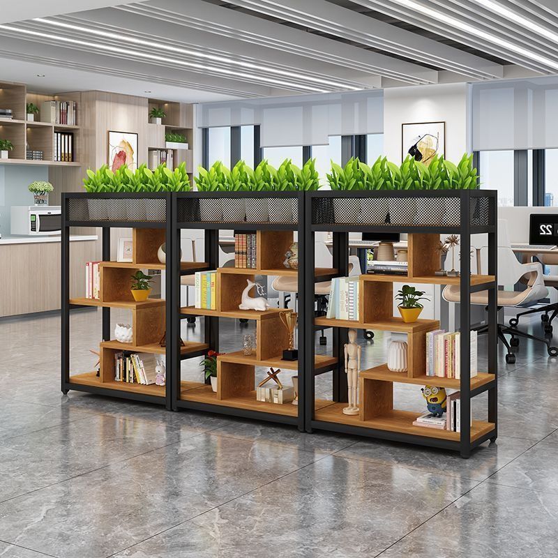 Office Partition Rack Catering Iron Screen Floor-Standing Entrance Decorative Cabinet Display Rack Bookshelf Green Plant Flower Rack