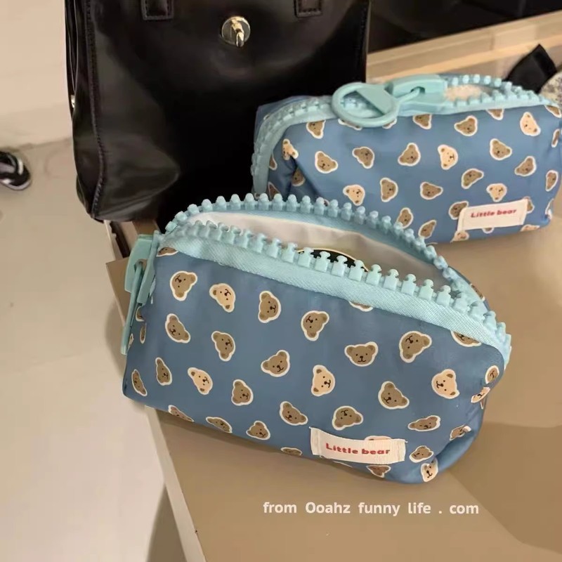 新しいインスタイルの高価値ニッチベアビッグジッパー大容量筆箱中学生文具収納袋|undefined