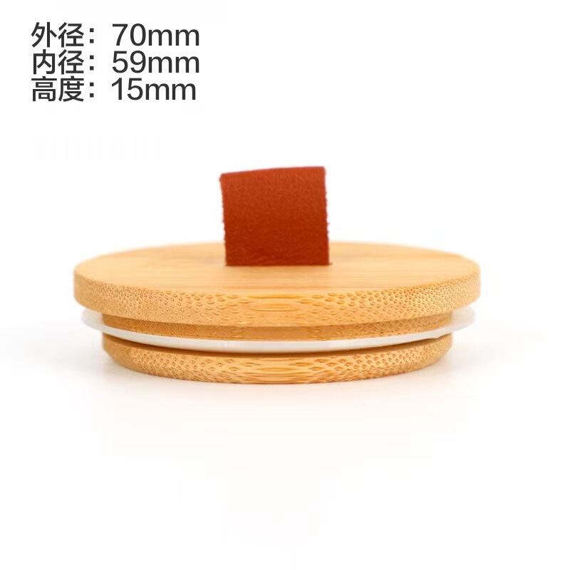 小さなハンドル付き丸い木製カップ蓋、ゴムリング付きキャンドルカップ、パインウッド、竹蓋、ハンドル、シリコンリング、ガラスボトル蓋|undefined