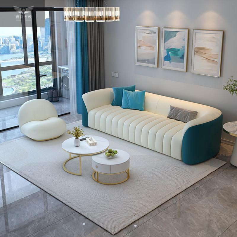 Sala de estar nórdica moderna de lujo ligero sofá red sofá pequeño sofá mesa de té combinación simple tecnología sofá de tela