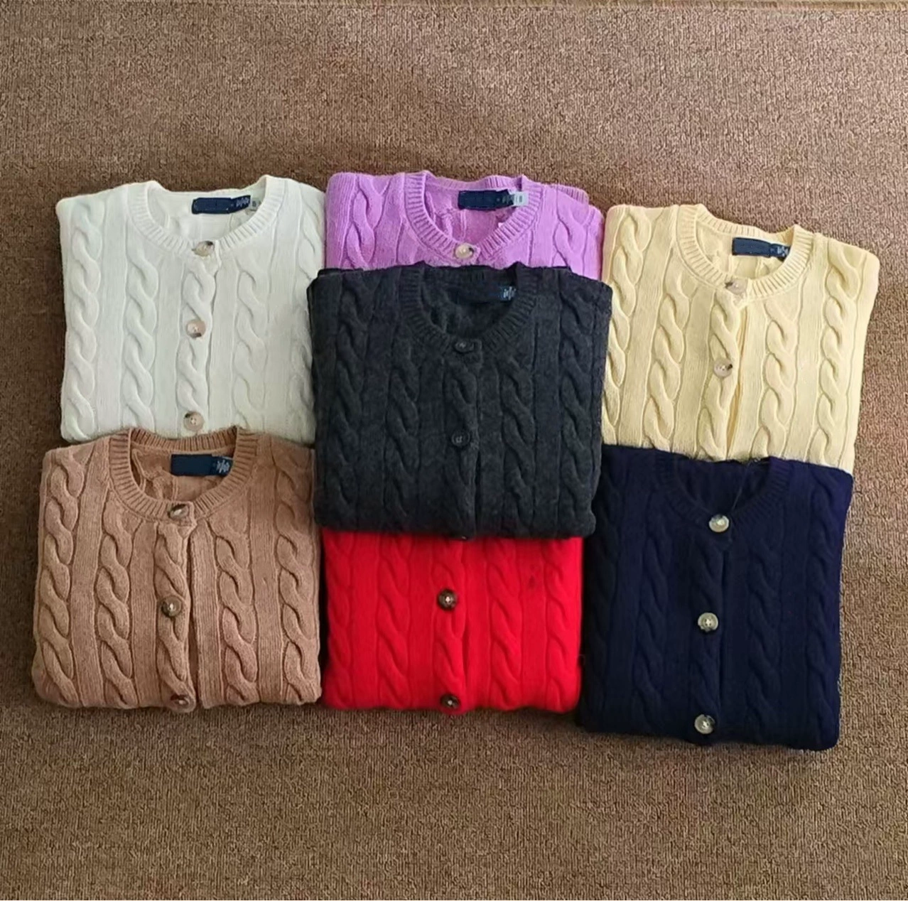 RL[80% Wool 20% Cashmere] Ruff Pony Embroidered New Cashmere Cardigan Sweep Ceiling