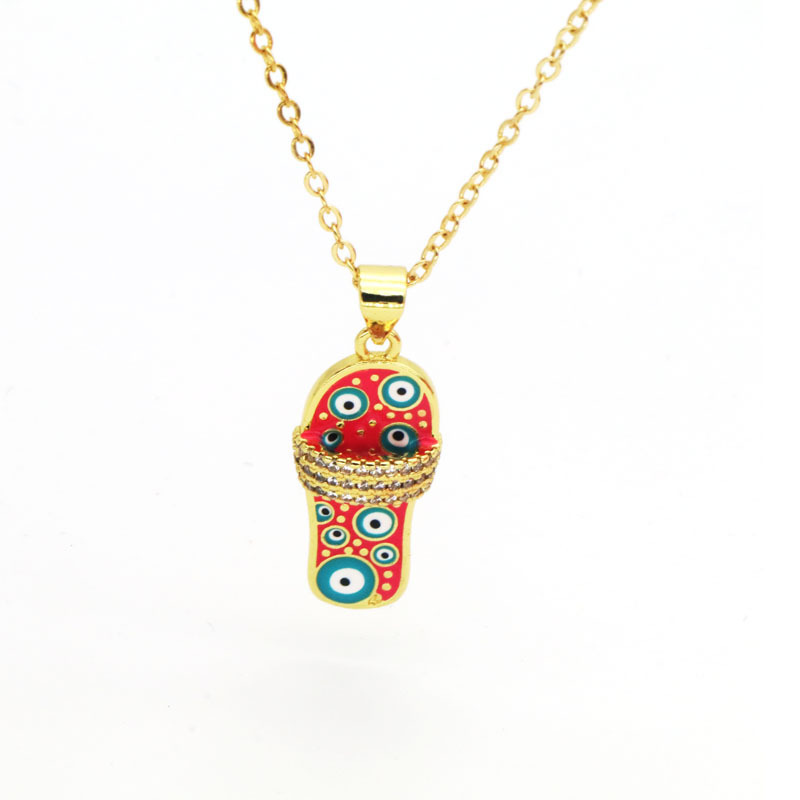 7g Weight 18K Gold Plated Plating Material Copper Pendant Material Zircon Inlay Material Pendant Necklace Classification Copper Chain Material cable chain Chain Type 1 Piece Quantity Holiday, Daily Occasion Copper Material Slippers Pattern Women's Gender Enamel, Inlay Design Casual, Simple Style Style Copper 18K Gold Plated Enamel Inlay Slippers Zircon Pendant Necklace 6