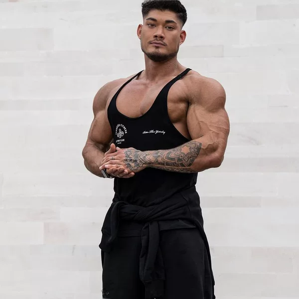 New summer muscle fitness brothers fitness vest men's top gym Iron sports thin strap vest men