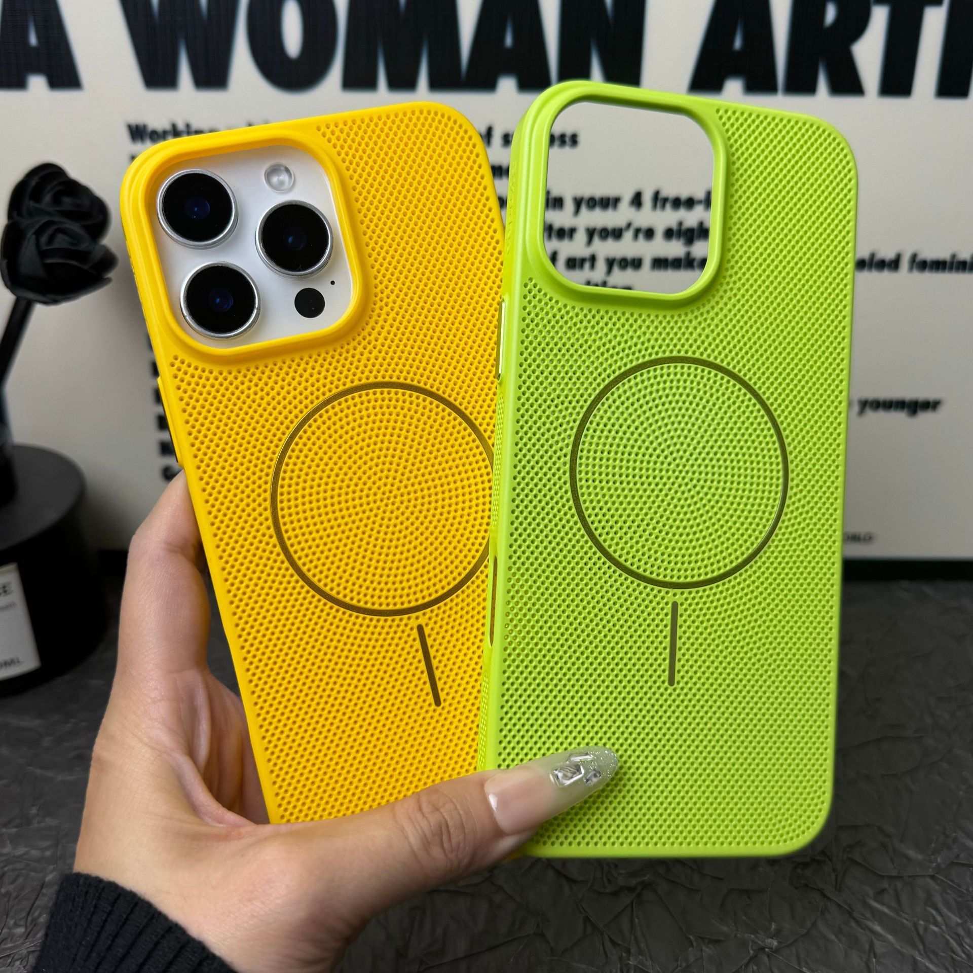 Verano nuevo estilo de disipación de calor de panal magnético para iPhone15 Apple 16ProMax funda para teléfono móvil 14 nuevo estilo 13 mujer