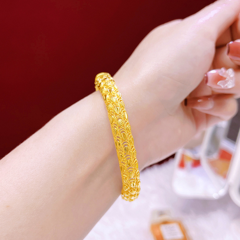 Hueco de la vendimia pulsera tallada pulsera de oro de vietnam joyería de la escala del dragón de las mujeres exquisito todo fósforo de estilo antiguo de suministro directo de fábrica