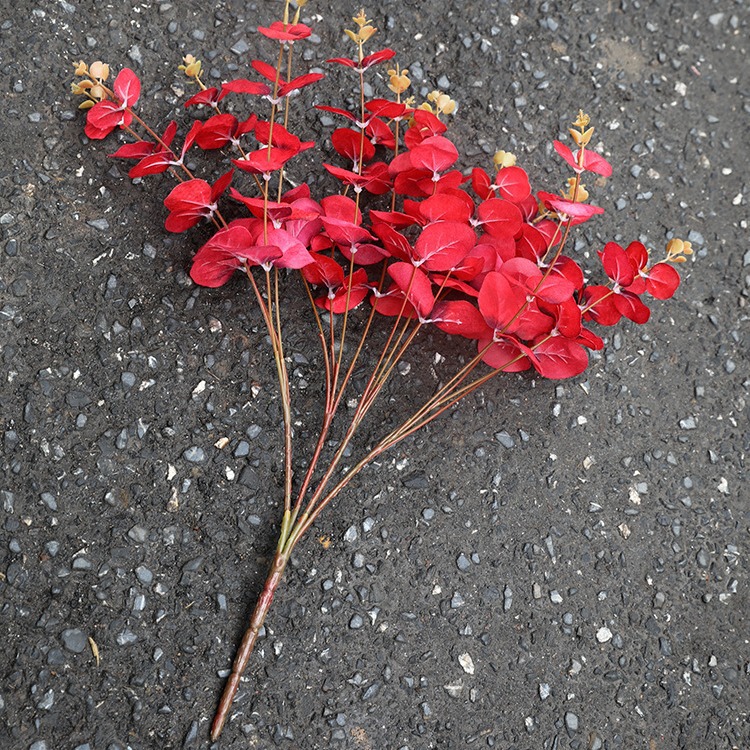 Foreign trade Simulation 16 head money grass red Chinese wedding decoration set flower art eucalyptus simulation bouquet White