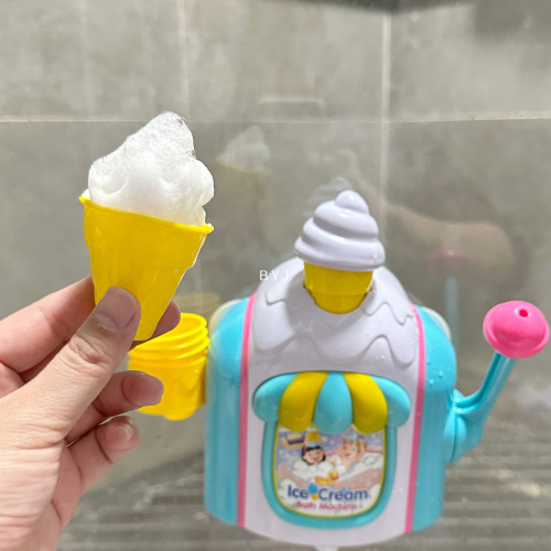 Cross-border children's bathroom ice cream bubble machine bath water toy manual bubble making machine ice cream machine