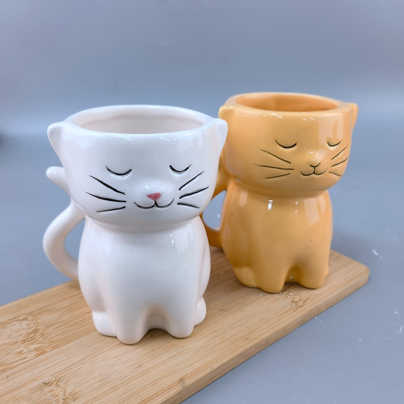 Taza de agua de cerámica para gatos cuidadosamente seleccionada Taza de café para el hogar de las niñas Taza de agua Taza de oficina Taza de pareja de dibujos animados