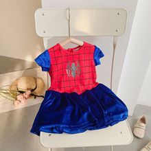 包邮夏款清仓特价 1973蜘蛛侠造型派对连衣裙女童裙
