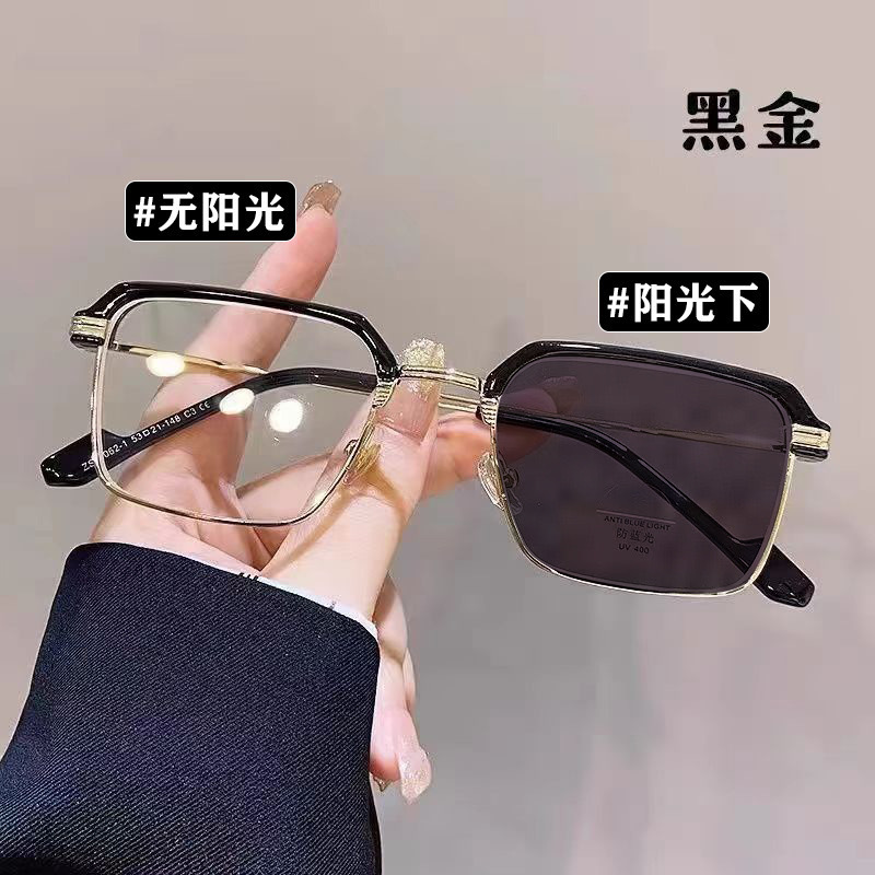 复古眉毛男款大框防蓝光老花镜阅读感光变色老视镜开车批发时尚|undefined
