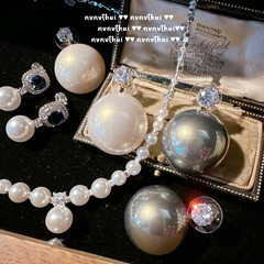 泡泡馬貝珍珠寶石耳環 人魚公主 琉璃貝珠 碎碎塊 鋯石項鍊