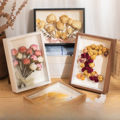 Dried Rose Flower Frame with 3D Hollow Butterfly Perpetual Flower 8-inch Desktop Handmade DIY Shell Starry Sky Picture Frame