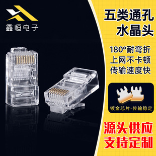 8P8C Category 5 Unshielded Transparent Injection Molded Crystal Head Rj45 Network Cable Gold-Plated Crystal Head Manufacturer