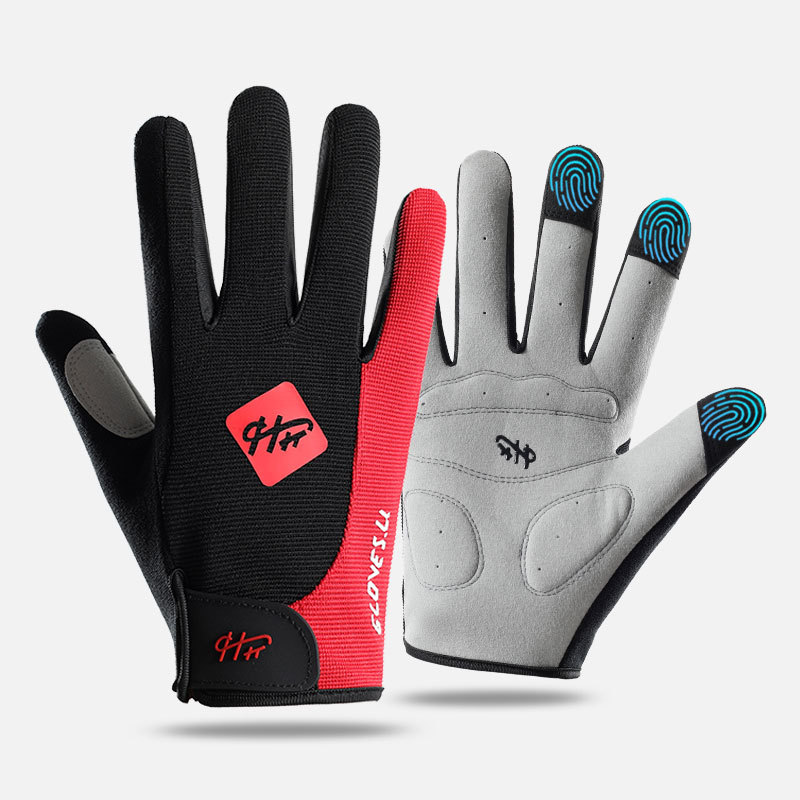 Deportes al aire libre para hombres y mujeres escaleras de tela fitness antideslizante transpirable ciclismo de dedo completo Frisbee resistente al desgaste guantes de bicicleta de pantalla táctil