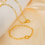 欧美时尚小众简约钛钢镀18K金高级感回形针链手链不掉色项链饰品