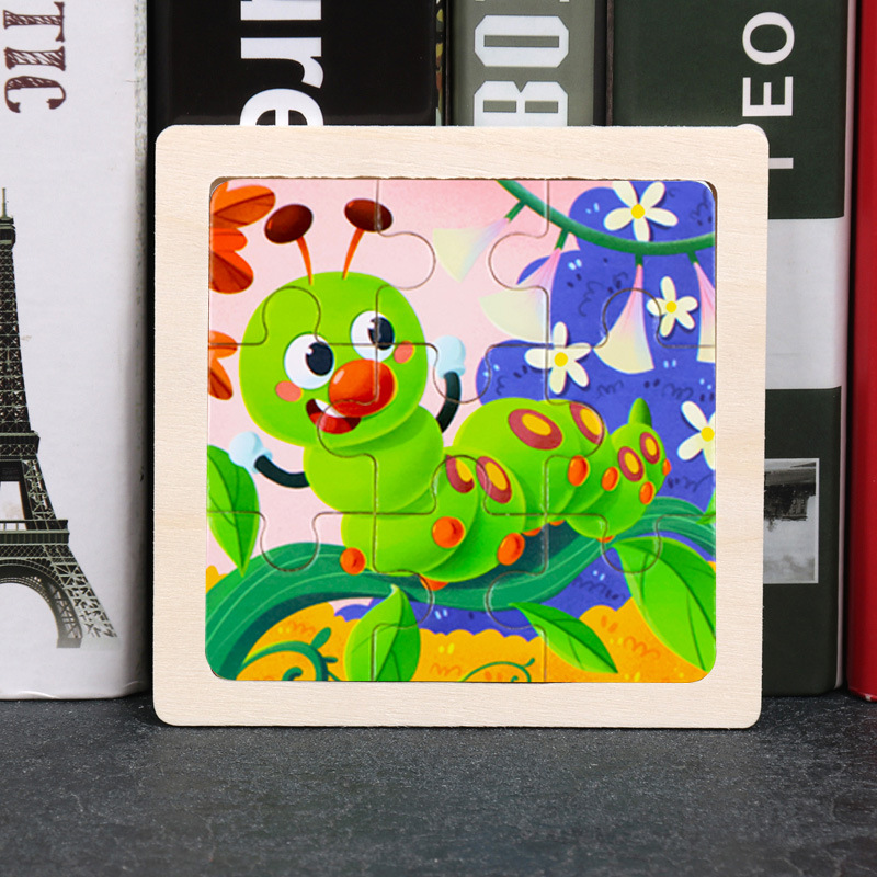 Puzzle pequeño plano de madera de 9 piezas Animal Ocean Traffic Kindergarten Educación temprana Juguetes educativos Puzzle simple de entrada